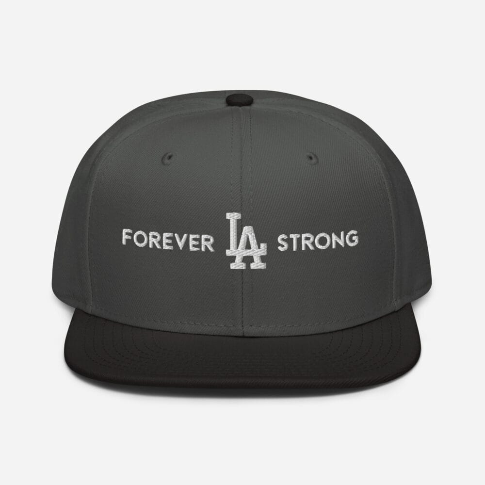 Forever LA Strong Snapback Hat Embroidered White Text - Image 5