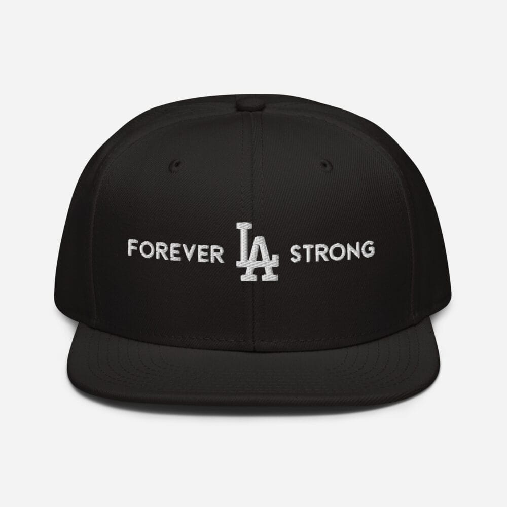 Forever LA Strong Snapback Hat Embroidered White Text - Image 6