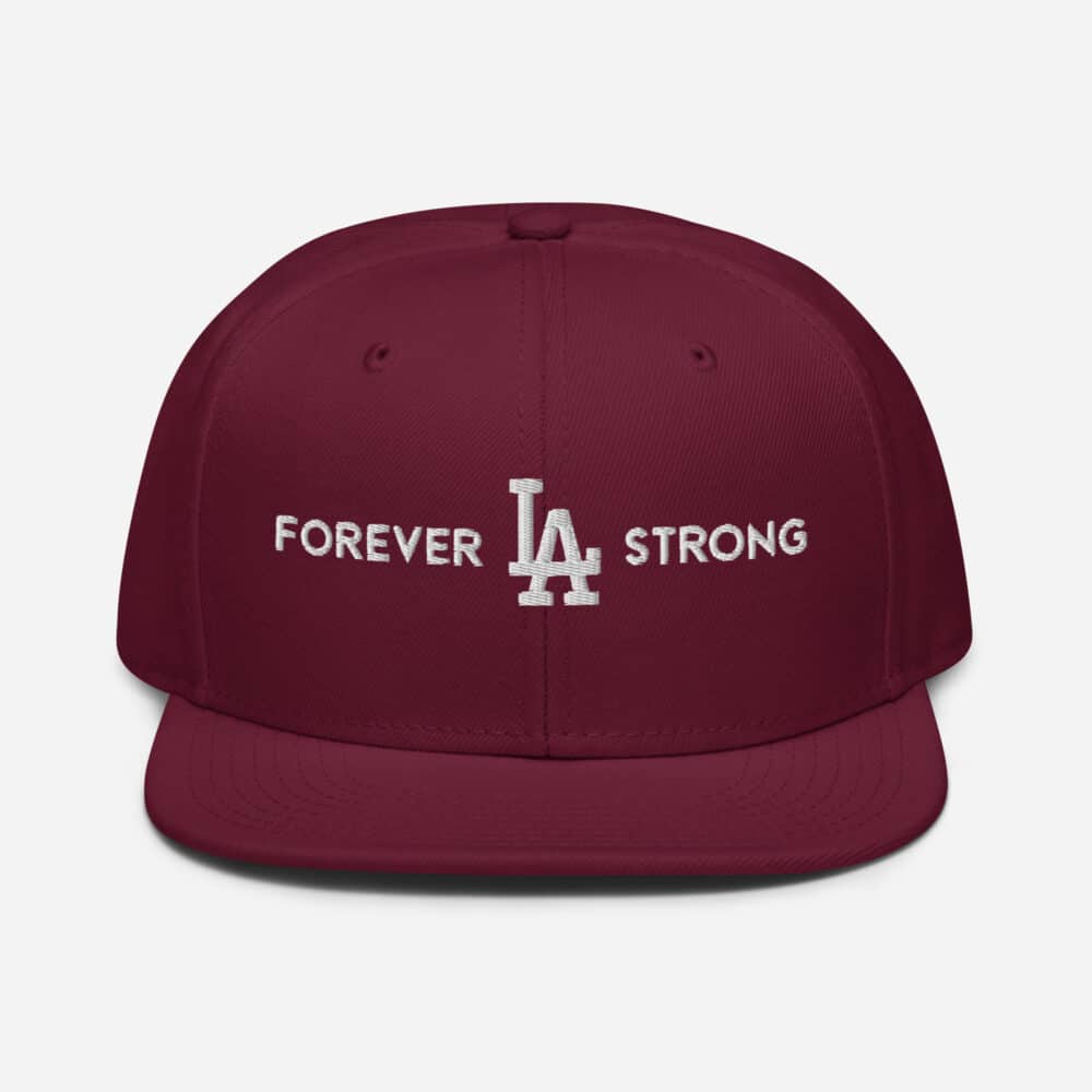 Forever LA Strong Snapback Hat Embroidered White Text - Image 9