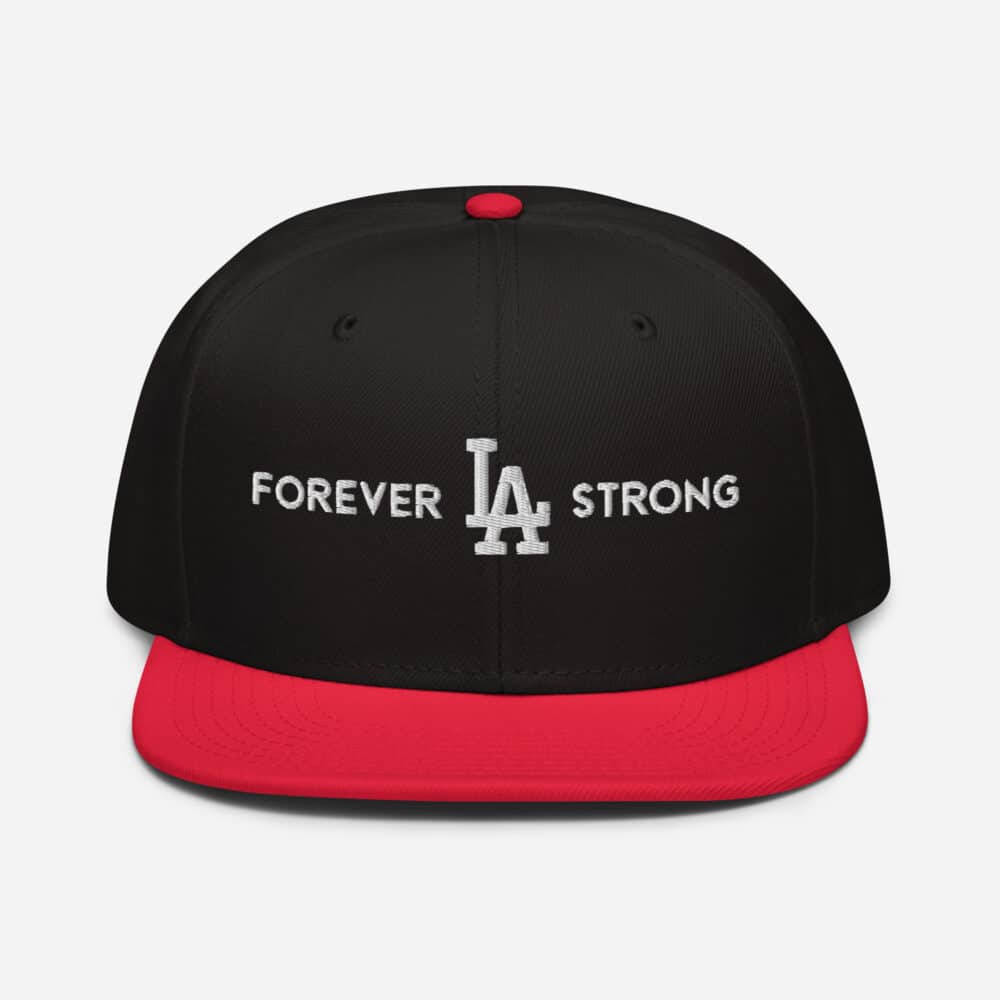 Forever LA Strong Snapback Hat Embroidered White Text - Image 14