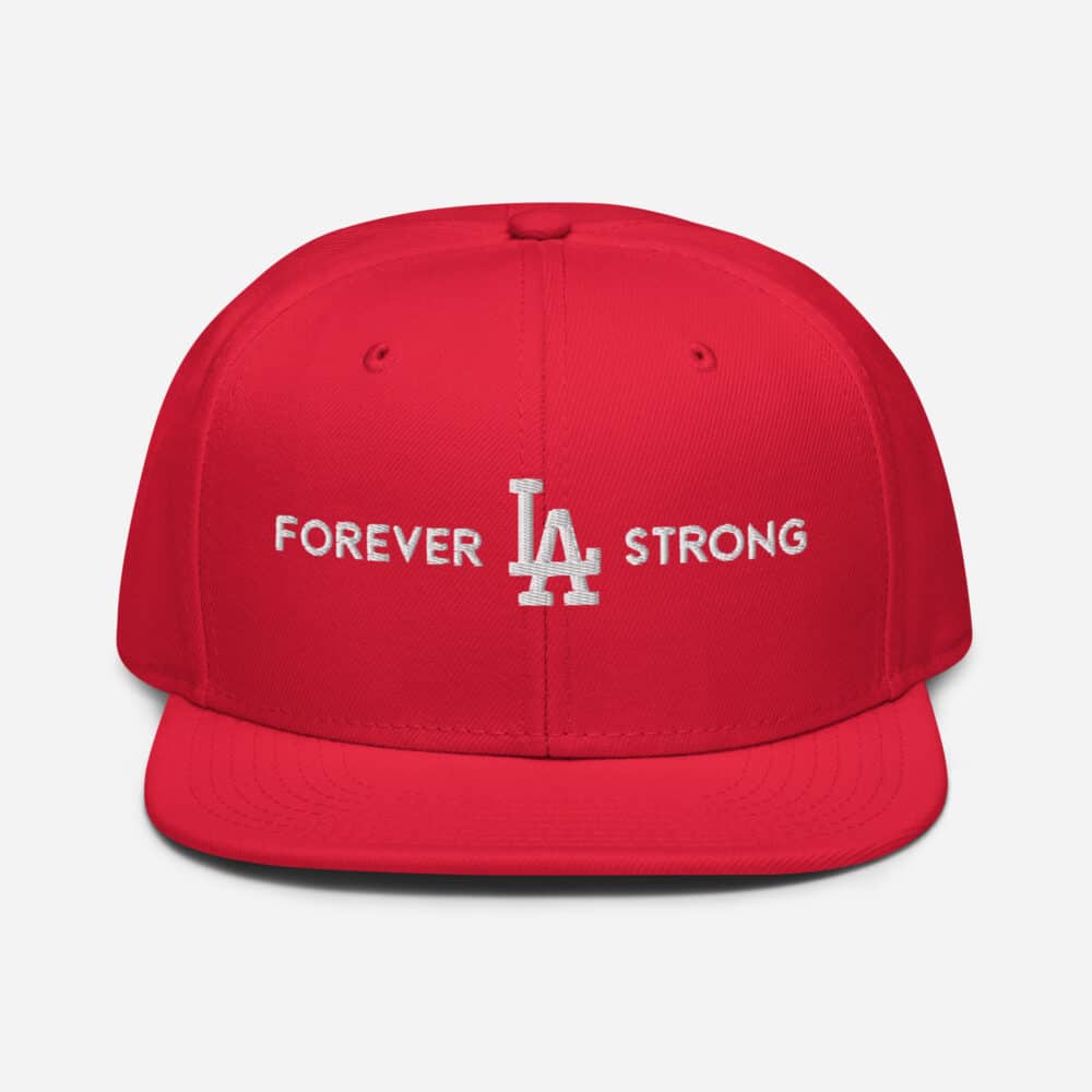 Forever LA Strong Snapback Hat Embroidered White Text - Image 15