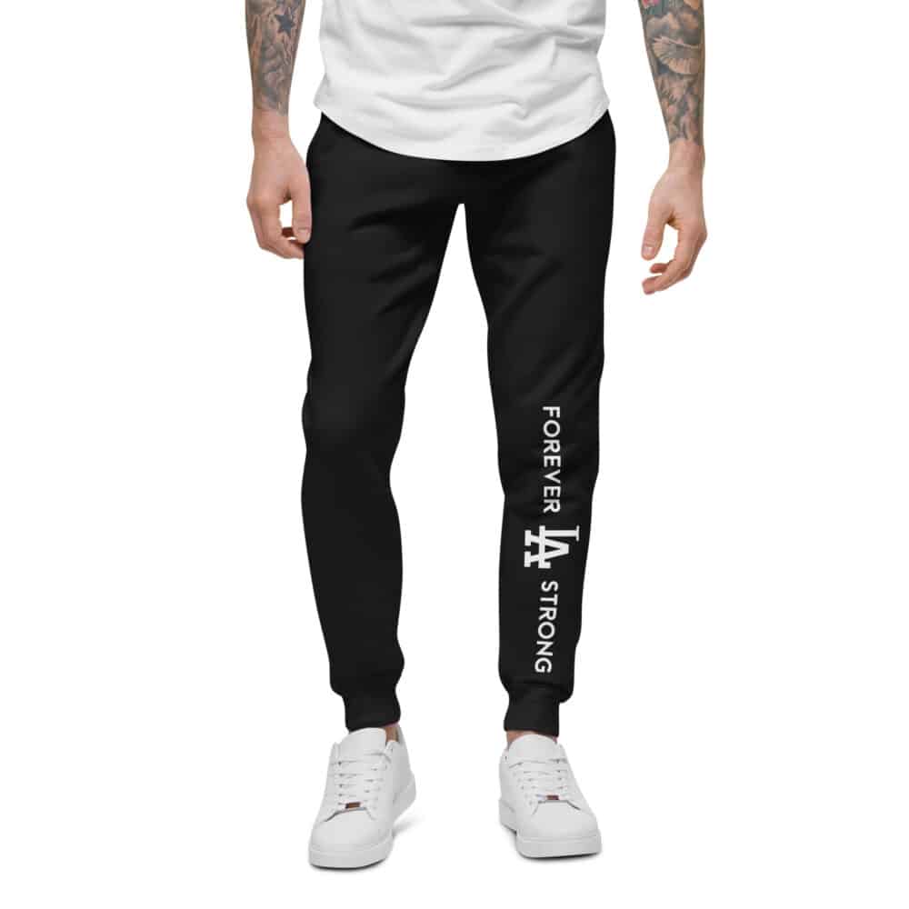 Unisex Forever LA Strong fleece sweatpants White Text