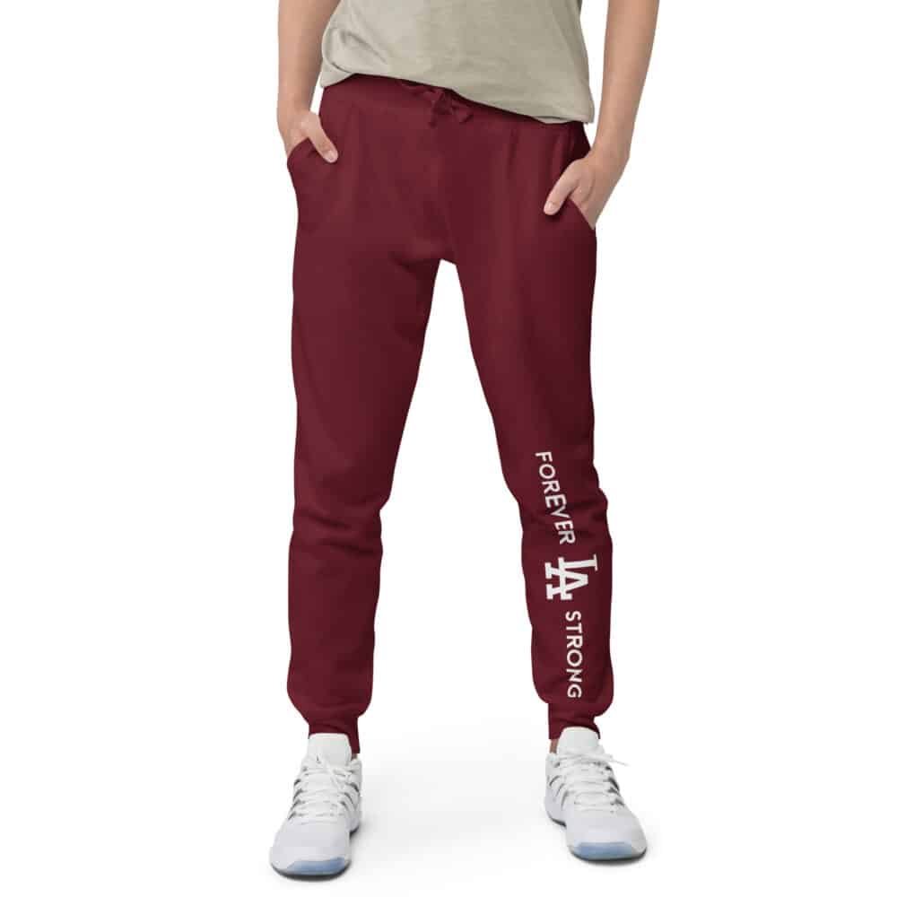 Unisex Forever LA Strong fleece sweatpants White Text - Image 14