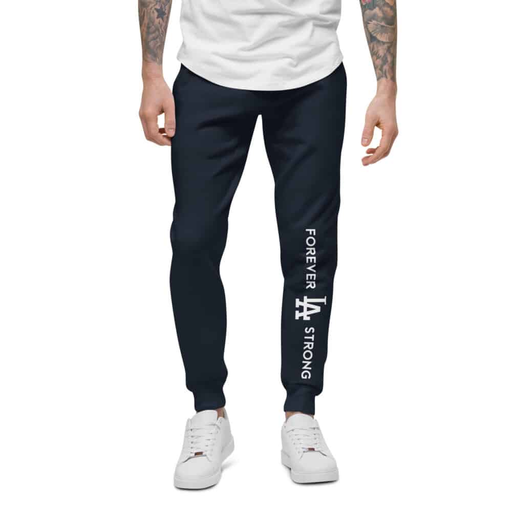 Unisex Forever LA Strong fleece sweatpants White Text - Image 2