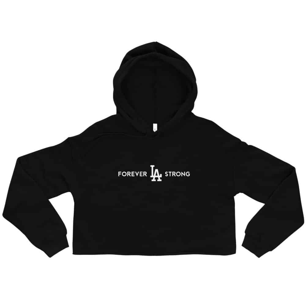 Women's Forever LA Strong Crop Hoodie White Text - Image 7