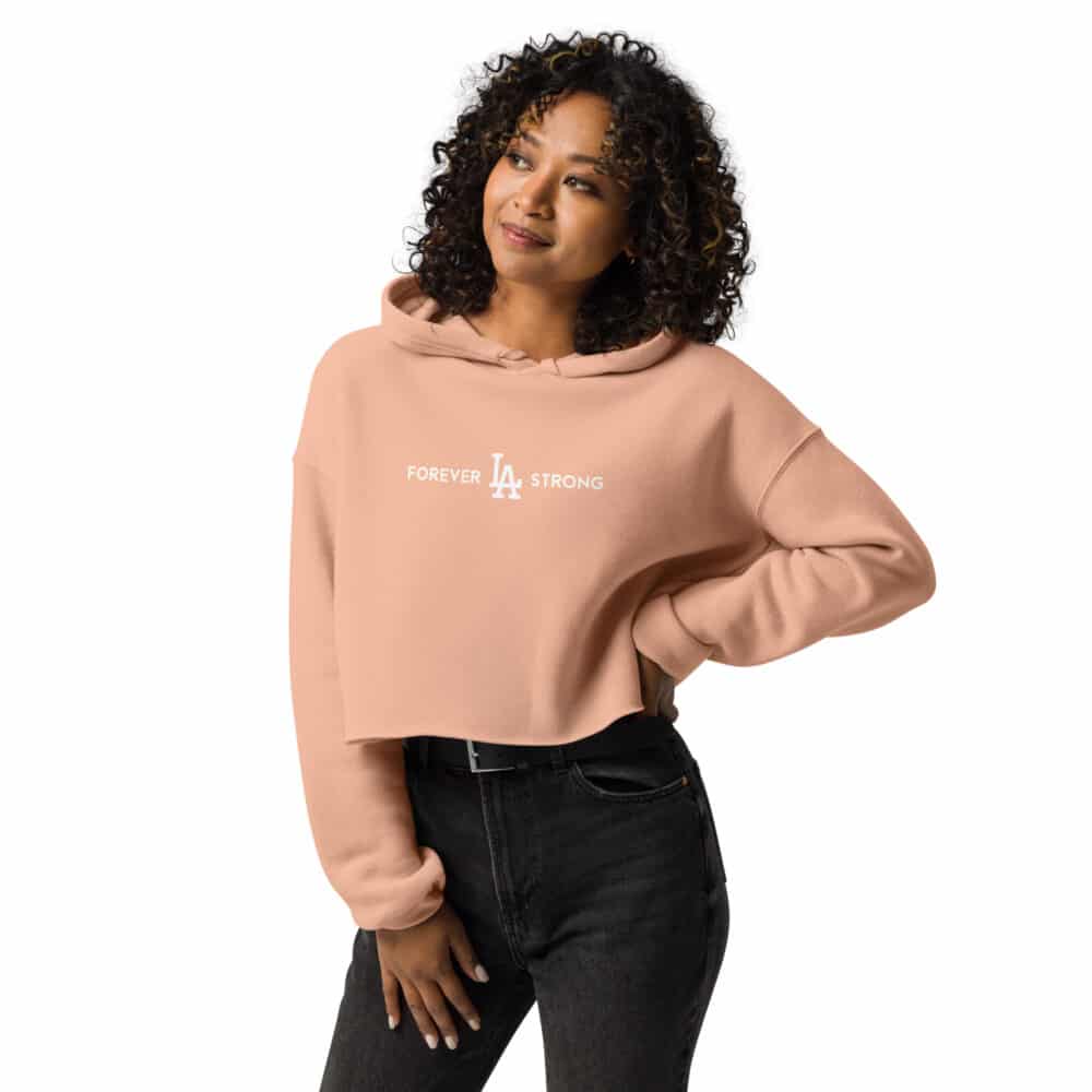 Women's Forever LA Strong Crop Hoodie White Text - Image 5