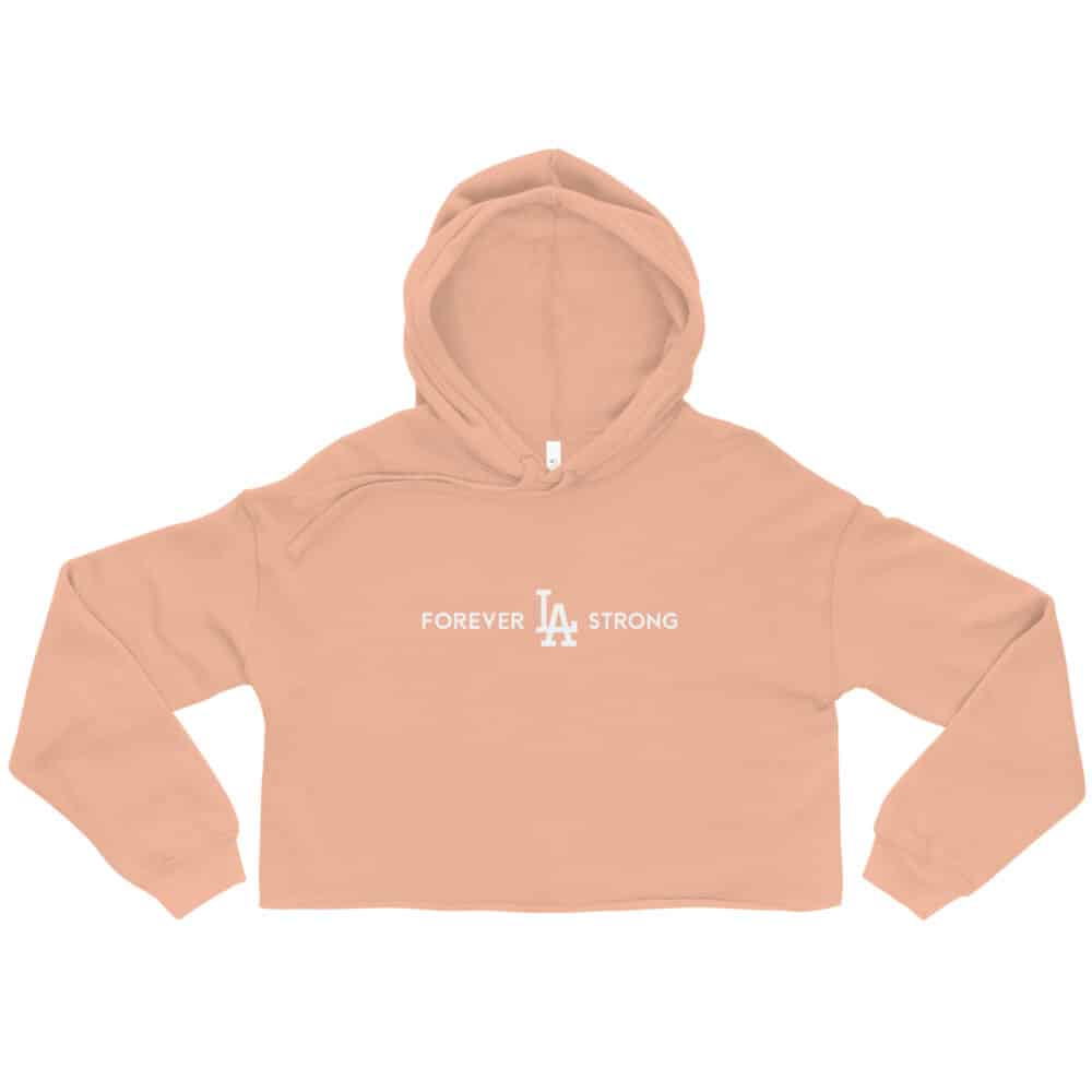 Women's Forever LA Strong Crop Hoodie White Text - Image 9