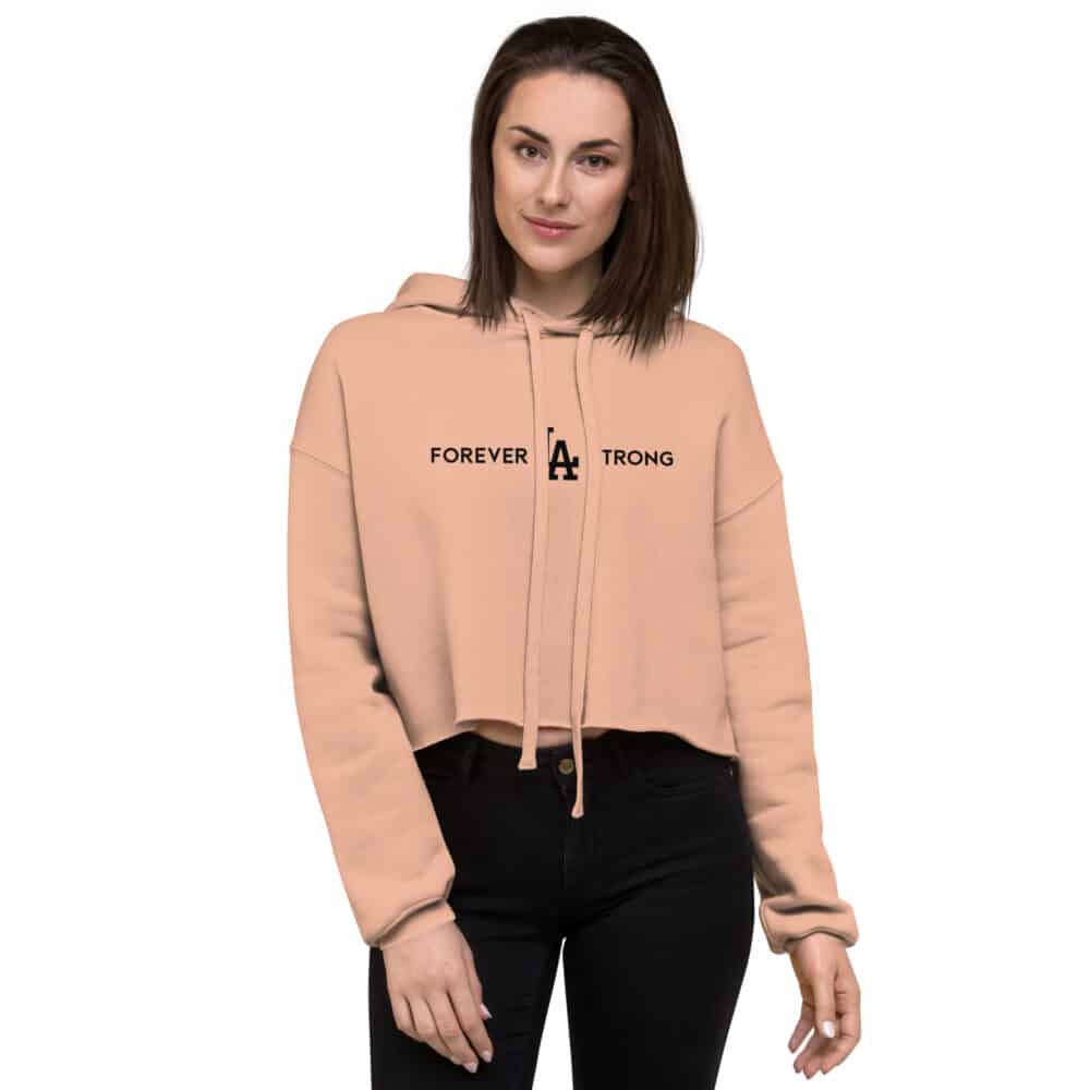 Women's Forever LA Strong Crop Hoodie Black Text - Image 2