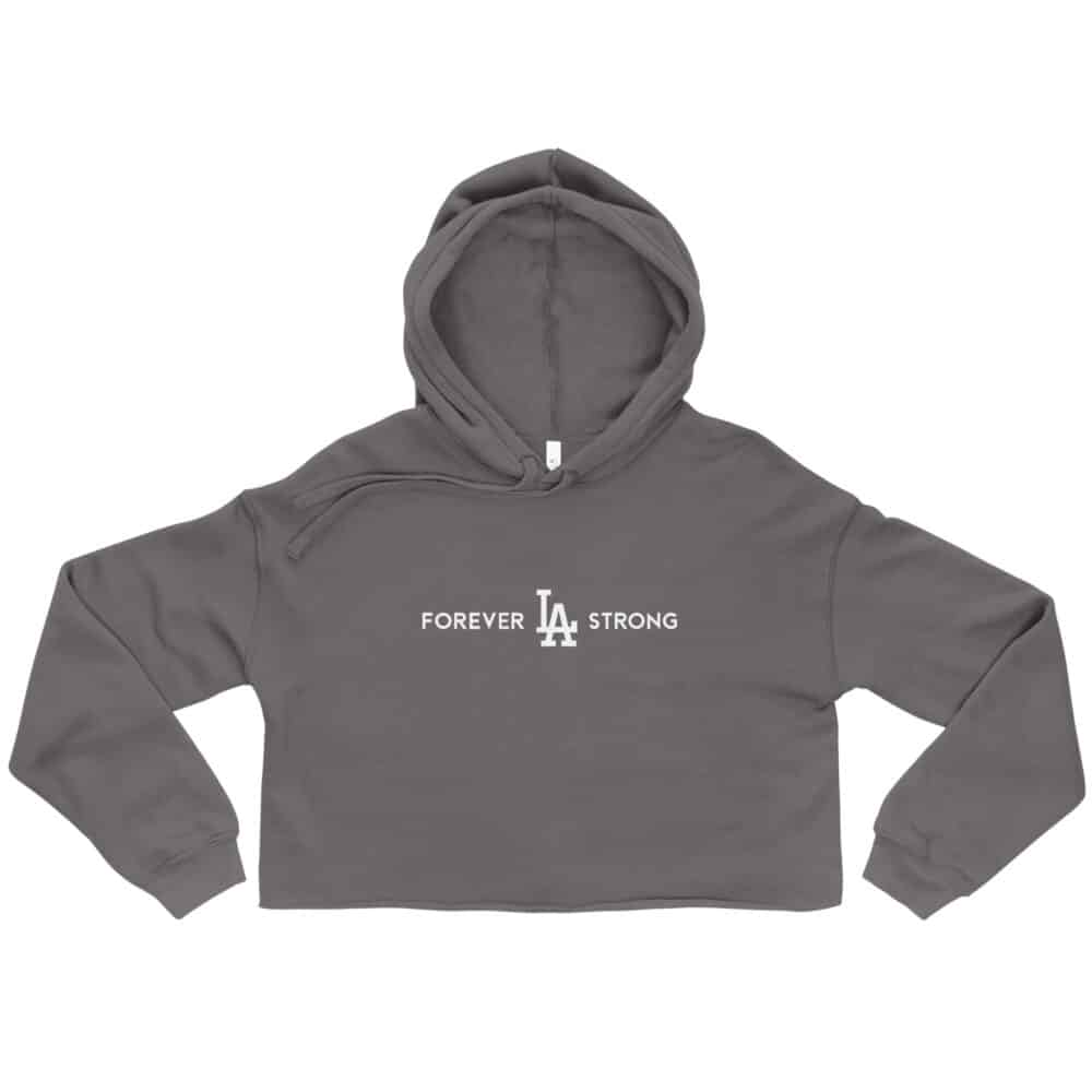 Women's Forever LA Strong Crop Hoodie White Text - Image 10